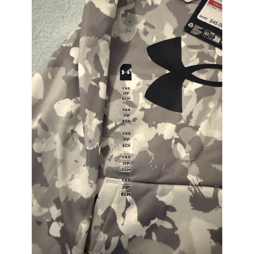 Under Armour Boys Fleece Big Logo Printed Camo Hoodie Youth XS MSRP $45 NWT - Picture 2 of 7